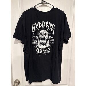 Liquid Death T Shirt Mens 2XL Black Skull Hydrate Or Die Graphic Tee